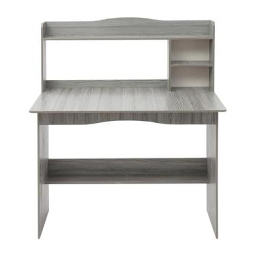 Imagem de Mesa de escritório em casa com cabana e estante – Escrivaninha moderna para escritas e estudos para pequenos espaços, laptop e maquiagem, ideal para quarto ou escritório