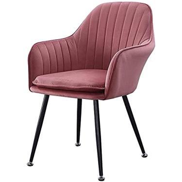 Imagem de Cadeira de jantar moderna de veludo com pernas de metal, almofada macia, poltrona – Cadeira de café elegante para sala de estar, quarto, escritório – Mobiliário confortável