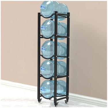 Imagem de Suporte de jarro de água resistente de 5 galões com rodas, organizador de garrafa de água móvel e rack de armazenamento, ideal para escritório, restaurante, academia e dispensador de água em casa.