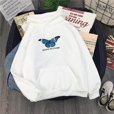 Imagem de Moletom Borboleta Azul Butterfly Estilo Tumblr Moletom Com Capuz Inverno Methodic-Feminino