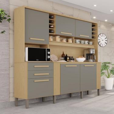 Imagem de Armário de Cozinha 6 Portas 2 Gavetas Catar Jequitibá/Granizo