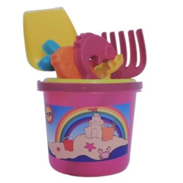 Imagem de Balde de Praia Infantil com Acessórios, Kit com Pá, Rastelo, Peneira e 4 Forminhas, Colorido (SORTIDA MENINA)