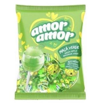 Imagem de Pirulito Amor Amor Maçã Verde Pacote C/24unid - 480g
