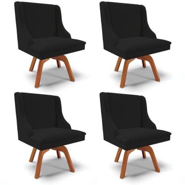 Imagem de Kit 4 Cadeiras Estofadas Giratória Para Sala De Jantar Lia Linho Preto - Ibiza
