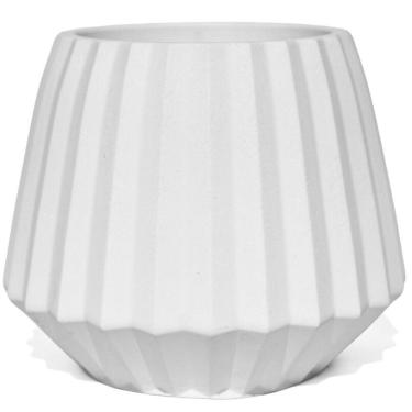 Imagem de Vaso Decorativo Diamante Artesanal 10,5x13cm Em Cimento Branco