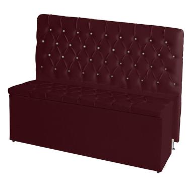 Imagem de Kit Cabeceira De Cama Box E Calçadeira Baú Paris Queen 160 Cm Capitonê Suede Bordo Do Lar Móveis