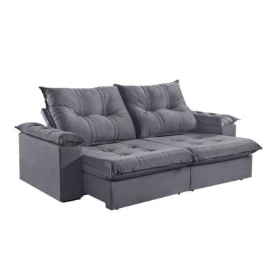 Imagem de Sofá 4 Lugares Retrátil 250cm Pillow Top Reclinável Grafite