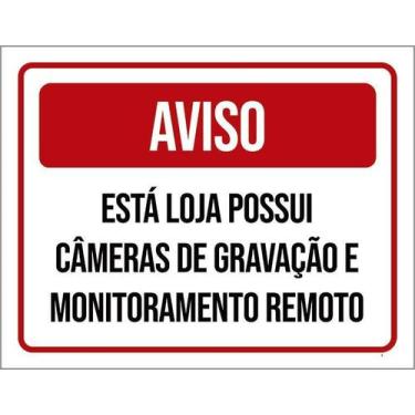 Imagem de Kit 5 Placa Acm Loja Possui Câmeras Gravação Remoto 18X23 - Sinalizo