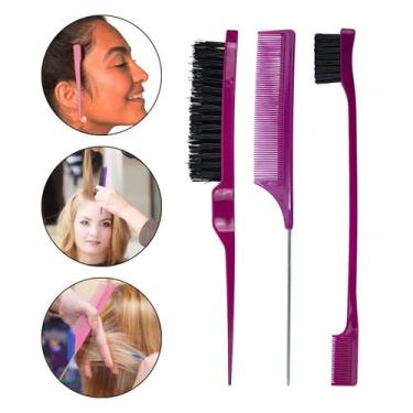 Imagem de Kit 3 Pente Escova Baby Hair Finalização Cabelo Penteado Salão de Bele