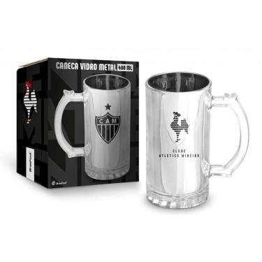 Imagem de Caneca de Vidro Metalic Atlético Mineiro - 480ml - Brasfoot 