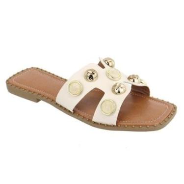 Imagem de Sandalia Rasteira H Detalhe Abs Confortavel Casual Feminina Branca-Feminino