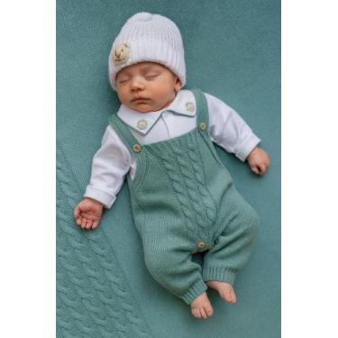 Imagem de Saída de Maternidade Menino Jardineira Tricot Leão Completa - Dinhos B