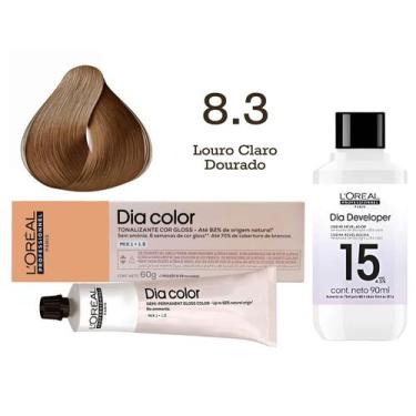 Imagem de Tonalizante Dia Color 8.3 Louro Claro Dourado + Emulsão Reveladora 15v