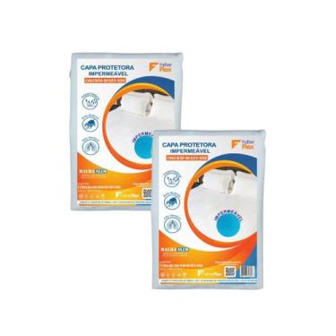 Imagem de Kit 2 Capas Protetoras Queen Impermeável Antiácaro Malha - Faiber Flex