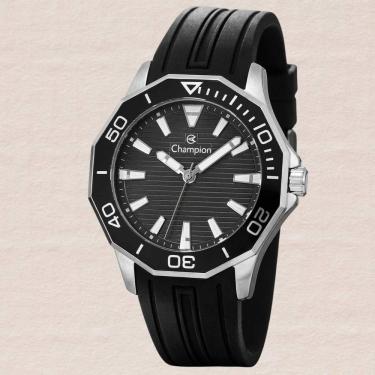 Imagem de Relógio Masculino Champion CH30313T Prata Silicone Preto Estilo Esporte Fino Analógico