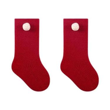 Imagem de Meias De Inverno Para Meninas Com Forro De Lã, Quentes E Com Listras C