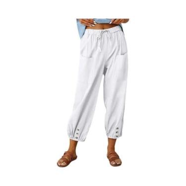 Imagem de Calças Femininas De Cintura Alta Em Algodão E Linho, Outono 2023, Cor 