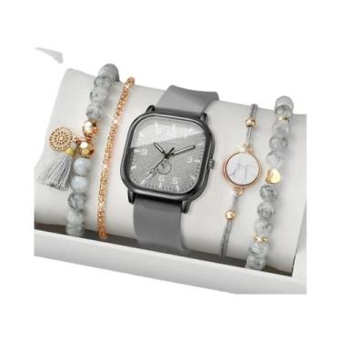 Imagem de Conjunto De Relógio De Moda Feminino Com 5 Peças, Mostrador Quadrado, 