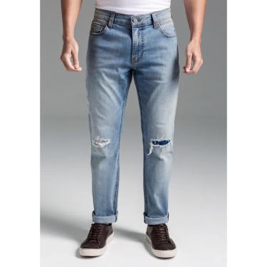 Imagem de Calça Jeans Masculina Slim Estonada Destroyed-Unissex