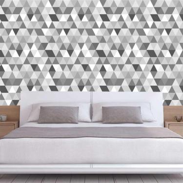 Imagem de Papel De Parede Geométrico Triângulos Preto Cinza Branco
