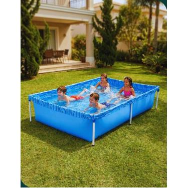 Imagem de Piscina Retangular Mor 1000L Azul Ideal para 4 Pessoas Resistente e Fá