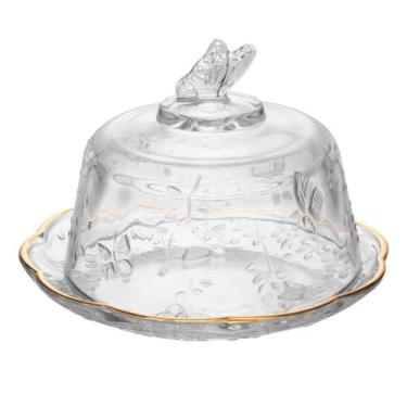 Imagem de Queijeira com Tampa New Butterfly e Fio de Ouro Lyor Cristal