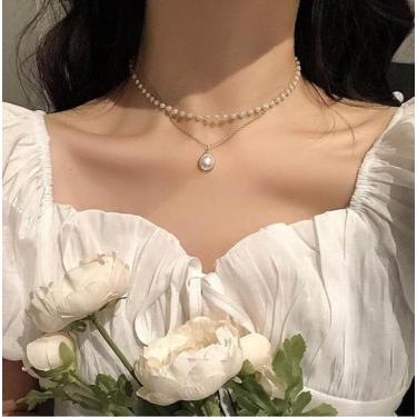 Imagem de Colar Pérola Feminino Gargantilha shocker Ajustável Dourado - - anjo d