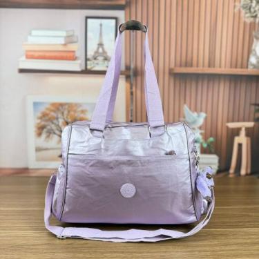 Imagem de Bolsa Mala de Mão Feminina Grande Metalizada com Alça Viagem Academia 