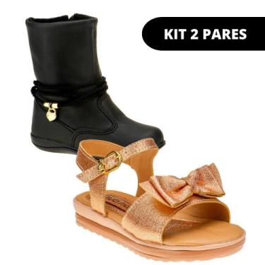 Imagem de Bota Menina Infantil e Sandália Feminina - KIT 2 PARES Tam 23 ao 34 - 