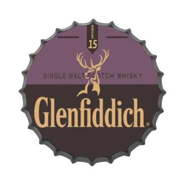 Imagem de Placa Redonda De Metal Vintage Com Tampa De Garrafa De Vinho Ou Cervej