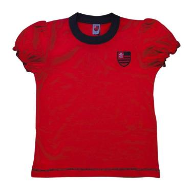 Imagem de Camiseta Bebê Infantil Flamengo Baby Look Vermelha Oficial