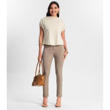 Imagem de Calça Feminina Em Sarja Rovitex Marrom, P, Marrom