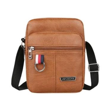 Imagem de Bolsa De Ombro Masculina Em Couro PU Impermeável De Grande Capacidade,