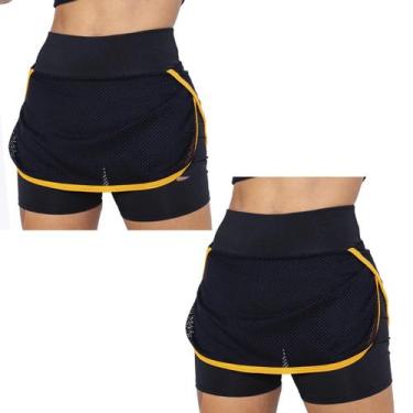 Imagem de Kit 2 Shorts Saia Ginastica Academia Cintura Alta Fitness - Donna Mart