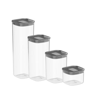 Imagem de Kit de Potes Herméticos Ou Quadrados 4 Peças Linha Duo Lock