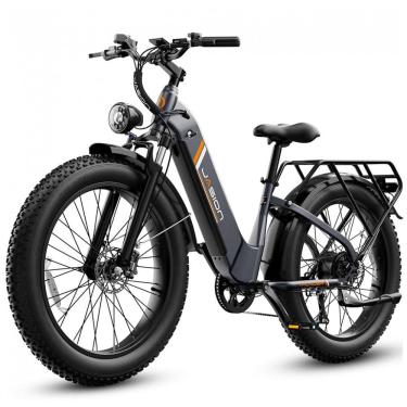 Imagem de Bicicleta elétrica Jasion Thunder preto carbono pneus 26x4 motor 750W nominal 1800W pico bateria 48V 18Ah 864Wh quadro alumínio 7 marchas