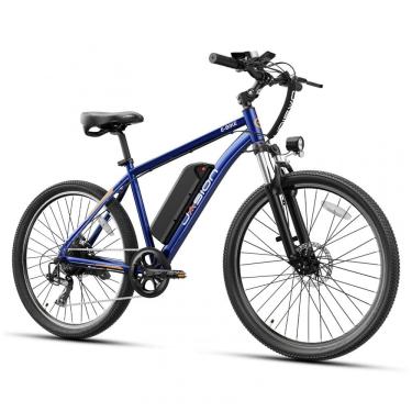Imagem de Bicicleta Elétrica Jasion EB5 Azul 1000W Motor Brushless Bateria Removível 360Wh Pneus 66cm 7 Marchas Suspensão Dianteira 110V
