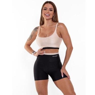 Imagem de Shorts Fitness Duo Canelado Cintura Alta Compressão Conforto Academia-Feminino