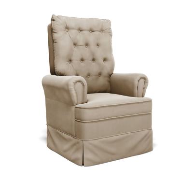 Imagem de Poltrona De Amamentação Laura Com Balanço Veludo Encosto Alto Marrom Tb302 D'Rossi