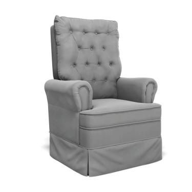Imagem de Poltrona De Amamentação Laura Com Balanço Veludo Encosto Alto Cor Cinza D'Rossi