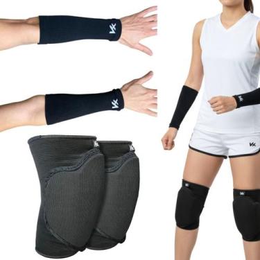 Imagem de Kit Vôlei Kanxa Joelheira + Protetor de Antebraço Compressão Proteção,