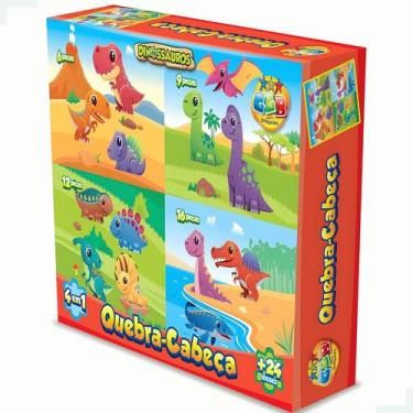 Imagem de Quebra Cabeca Dinossauro 1007 4 Em 1 Ggb