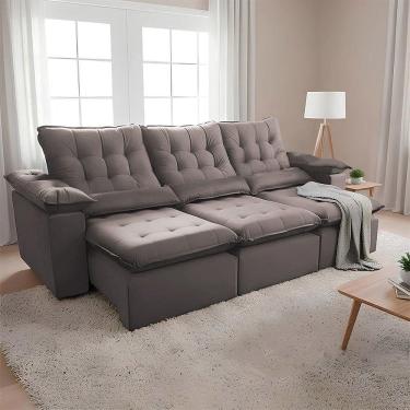 Imagem de Sofá Retrátil 2.50m Suede Macio Amplo E Conforto Ideal Para Ambientes Maiores Europa Bege