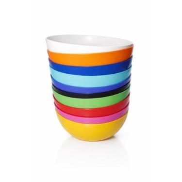 Imagem de Kit 10 Bowls Potes Cumbuca Tigela Plastico Cor Viva 370 ML Cor:AZUL CL