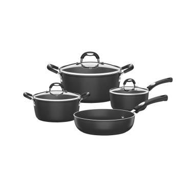 Imagem de Jogo de Panelas Mônaco Induction Premium Frigideira e Caçarolas em Alumínio com Revestimento Antiaderente Preto 4 Peças