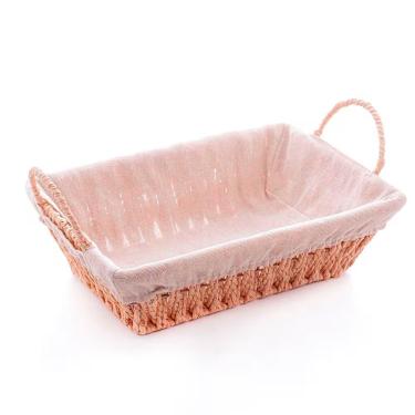 Imagem de Cesta Organizadora CESTA RET de com TECIDO e ALCA 31X19X12 WOLFF para Organização com Alças Laterais e Forro Bege Wolff