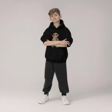 Imagem de Conjunto Moletom Infantil Ursinho Capuz Calça Roupa Inverno Confortáve