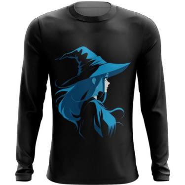 Imagem de Camiseta Manga Longa Bruxa Halloween Azul Festa 12 - Kasubeck Store, B