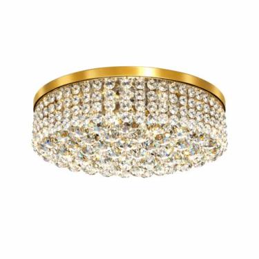 Imagem de Lustre Plafon 40 Cm Dourado Led Bivolt Moderno Cristal Legítimo Brilho