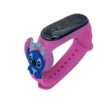 Imagem de Relógio Infantil Feminino Angel Stitch Coração Rosa Analógico Resisten